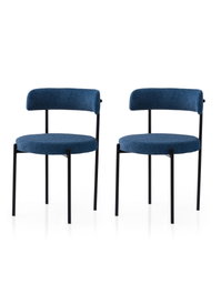 Hanah Home Gını - 4014 V2 Conjunto de 2 Sillas Negro y Azul Oscuro